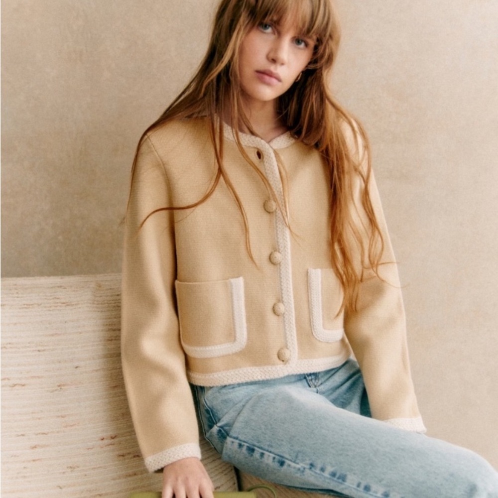 Sezane Auguste Cream Ecri Cardigan size S